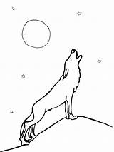 Wolf Coloring Howling Moon Pages Printable Kids Print Draw Color Drawing Simple Silhouettes Clipart Book Sheets sketch template