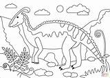 Coloring Parasaurolophus Pages Dinosaur Printable Paper sketch template