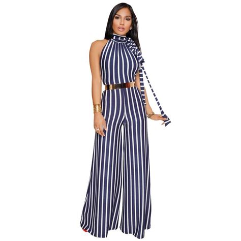 2019 summer jumpsuit for women 2018 fashion ladies striped bohemian sexy backless wide leg