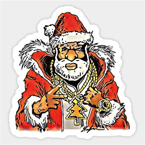 gangster santa christmas sticker teepublic