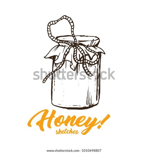 honey sketch glass bottle honey hand stock vector royalty