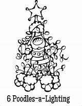 Coloring Pages Christmas Dogs Tumblr Twelve Poodles Lighting Dog sketch template