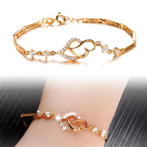 buy gold color bracelet  fashion simple style heart