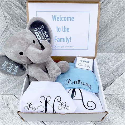 newborn baby gift box personalized elephant snapper baby etsy
