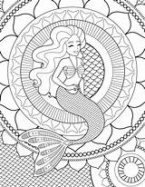 Coloring Mandala Mermaid Happy Pages sketch template