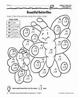 Addition Coloring Worksheets Digit Math Color Grade Worksheet Number Double Pages Two Sheets Subtraction Numbers Colouring Multiplication Regrouping Printable 2nd sketch template