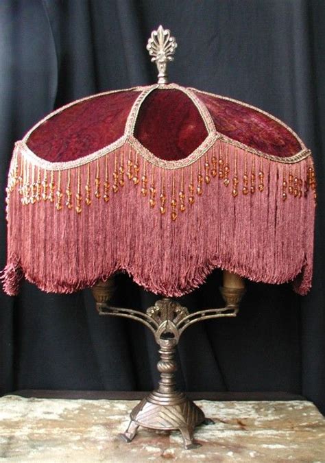 ~ victorian lamp with velvet shade and elegant fringe ~ fine antiques Ⅳ victorian lamps