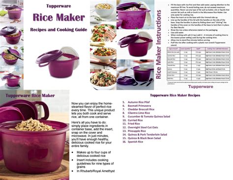 tupperware rice maker recipes  cooking guide   tw consultant