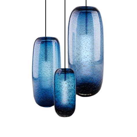 Modern Blown Glass Shade Blue Pendant Lighting