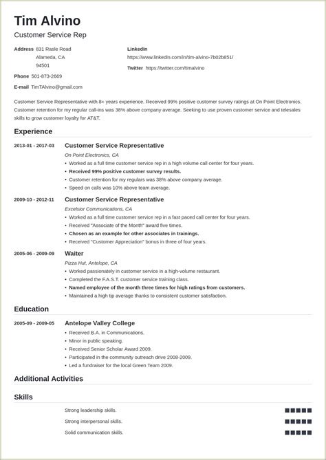 entry level customer service resume skills resume  gallery