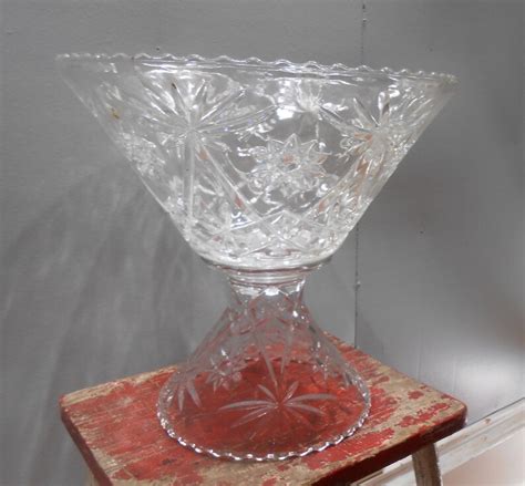 Vintage Clear Glass Punch Bowl Set Eapc Early American Prescut Etsy