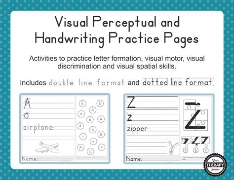 visual perceptual  handwriting practice pages  therapy source