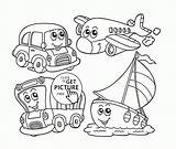 Coloring Pages Cartoon Transportation Kids Kindergarten Cute Water Transport Wuppsy Book Printable Air Getdrawings Preschoolers Printables Truck sketch template
