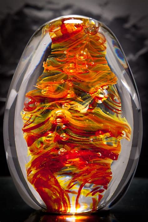Red Orange And Yellow Glass Sculpture By Cfai Member David Patterson