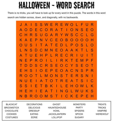 halloween printable word search puzzles