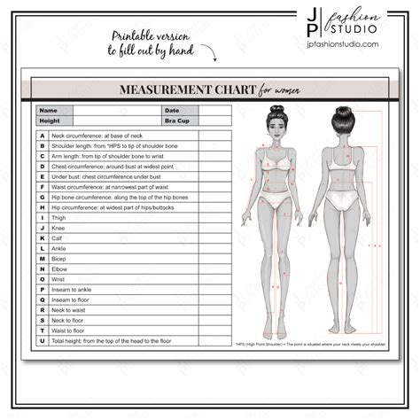 printable womens body measurement sheet fashion designer template jpfashionstudio