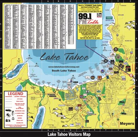 lake tahoe visitors map printable map  lake tahoe printable maps
