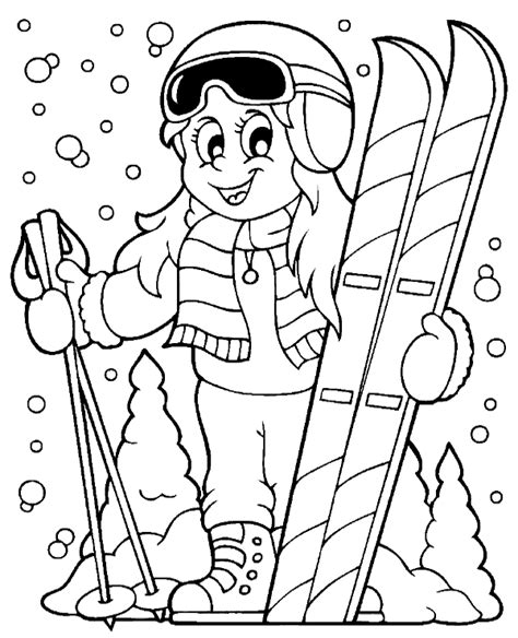 winter coloring page skier topcoloringpagesnet
