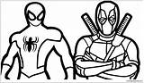 Spiderman Deadpool Pages Coloring Color Print sketch template