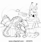 Dragon Coloring Castle Clipart Outline Illustration Visekart Royalty Rf sketch template