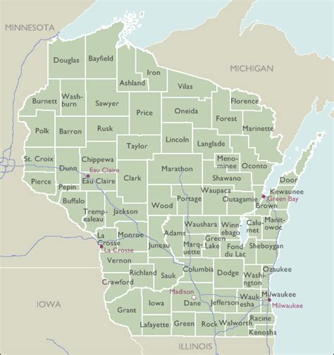 County Zip Code Wall Maps Of Wisconsin