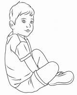 Coloring Child Pages Drawing Sitting Kids Printable Face Boys Drawings Sketch sketch template