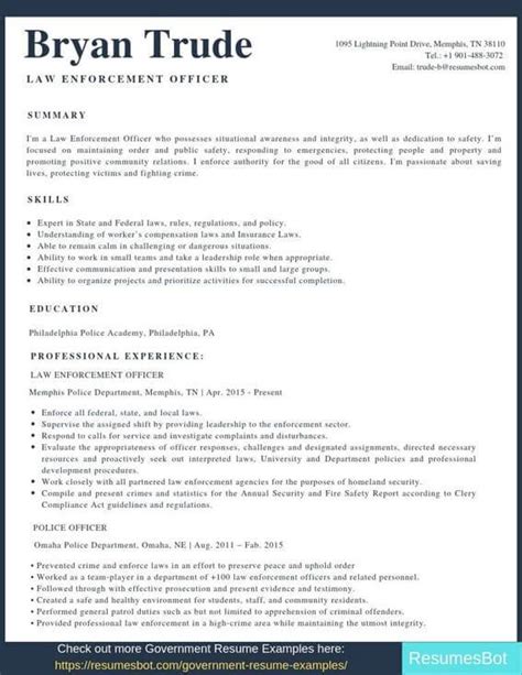 law enforcement resume samples templates pdfdoc  rb
