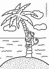 Coloring Island Pages Nature Kids Printable Color Tropical Monkey Ellis Print Palma Palm Tree Trees Popular Getcolorings Getdrawings Adults sketch template