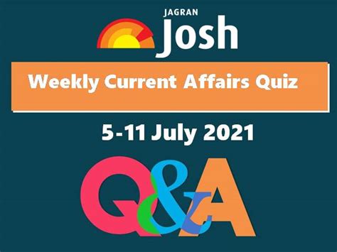 Weekly Current Affairs Quiz 5 July To 11 July 2021