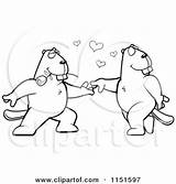 Beaver Cartoon Romantic Clipart Doing Dance Couple Cory Thoman Vector Outlined Coloring Royalty Animals sketch template
