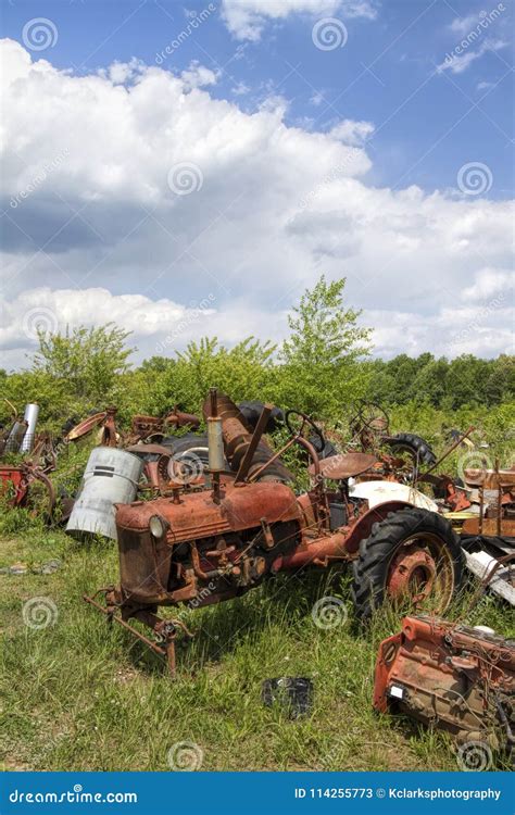 junkyard farm tractor body parts stock image image  equipment junk