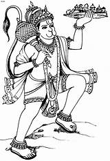 Hanuman Hindu Clipart Lord Goddesses Veer Clipground Jayanti sketch template