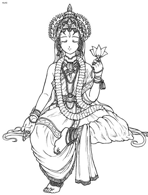 hindu goddess saraswati coloring pagegif  coloring pages