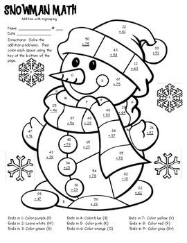 double digit addition color  number sketch coloring page