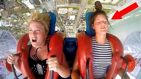 Girls Passing Out New 01 Funny Slingshot Ride Compilation Youtube