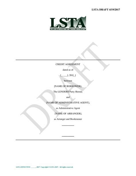 draft   form investment grade credit agreement lsta