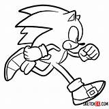 Sonic Hedgehog Draw Step Running Drawing Characters Sketchok Easy Runnig Games Game sketch template