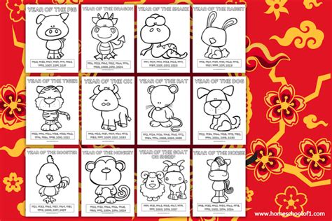 chinese zodiac coloring pages  kids homeschool
