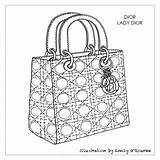Bag Dior Sketch Drawing Illustration Lady Fashion Handbags Handbag Purses Coloring Sketches Designer Sac Pages Bags Main Purse Da Borsa sketch template