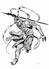 Wukong Warframe sketch template