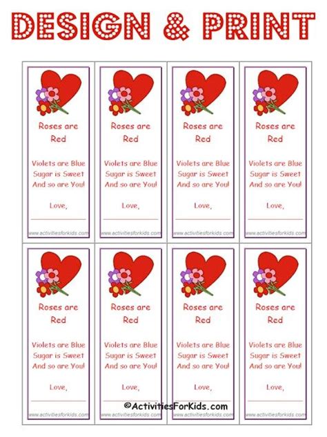 print  custom valentine cards    bookmarks