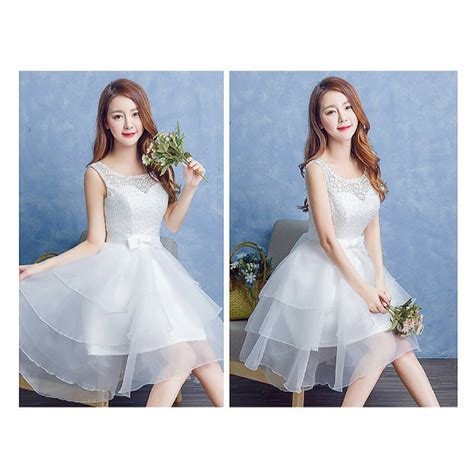 2017 New Summer Korean Style Tier Short Bridesmaid Dress