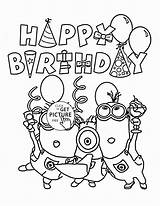 Coloring Pages Birthday Happy Visit Minions sketch template