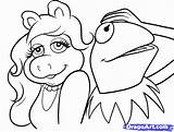 Piggy Kermit Muppets Muppet Coloringhome Azcoloring Beaker sketch template