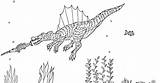 Spinosaurus Coloring Pages Swimming sketch template
