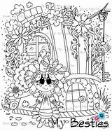 Flower Besties Instant Town Img22 Ville Digi Stamp Dolls Hat Create Color House W2500 sketch template