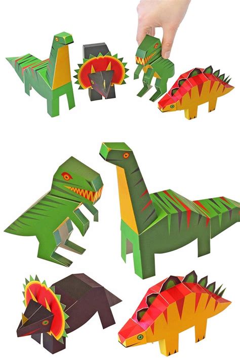 Dinosaurs Paper Toys Diy Paper Craft Kit 4 Dinosaurs 3d