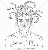 Man Handsome Drawing Outline Scorpion Bigstock Amp Portrait Vector Young Getdrawings sketch template