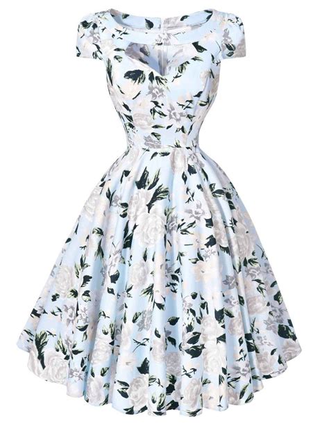 women dresses 50s 60s casual pinup retro dress bp008 floral print short sleeve vestido robe