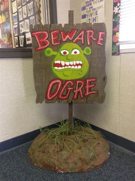 beware ogre sign prop  shrek  musical jr shrek birthday shrek